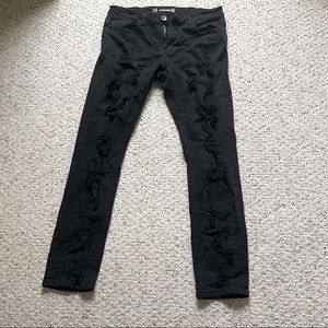 Crysp Denim Men’s Black Ripped Slim Fit Jeans